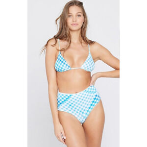 L*Space Portia Bikini Bottom Classic Fit in Blue Plaid Size XS High Rise
